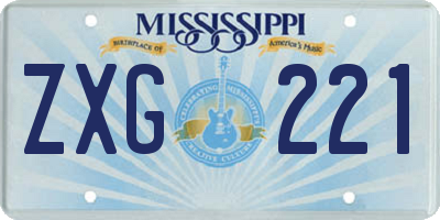 MS license plate ZXG221