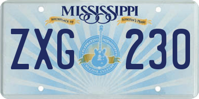 MS license plate ZXG230