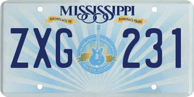 MS license plate ZXG231