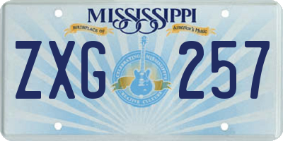 MS license plate ZXG257