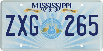 MS license plate ZXG265