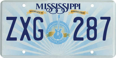 MS license plate ZXG287