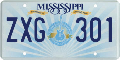 MS license plate ZXG301