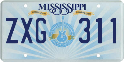 MS license plate ZXG311