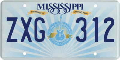 MS license plate ZXG312
