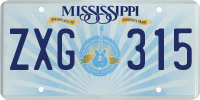 MS license plate ZXG315