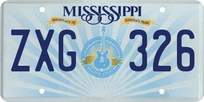 MS license plate ZXG326