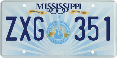 MS license plate ZXG351