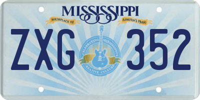 MS license plate ZXG352