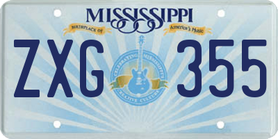 MS license plate ZXG355