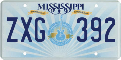MS license plate ZXG392