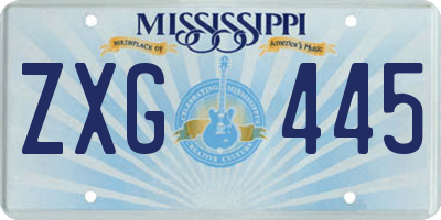 MS license plate ZXG445