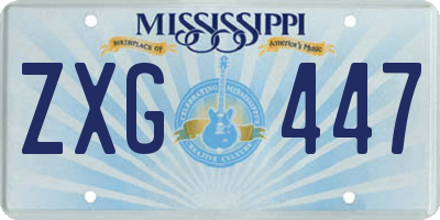 MS license plate ZXG447