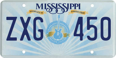 MS license plate ZXG450