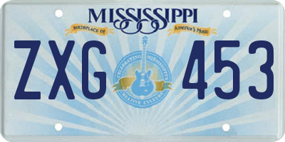 MS license plate ZXG453