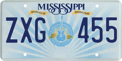 MS license plate ZXG455