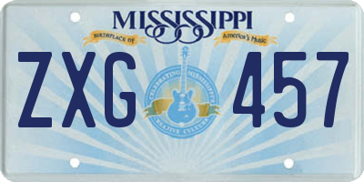 MS license plate ZXG457