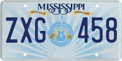 MS license plate ZXG458