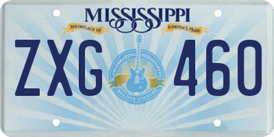 MS license plate ZXG460