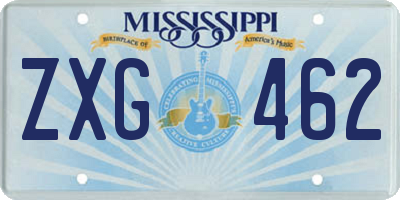 MS license plate ZXG462