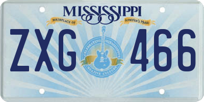 MS license plate ZXG466