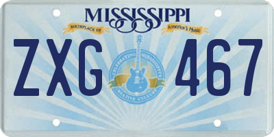 MS license plate ZXG467