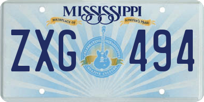 MS license plate ZXG494