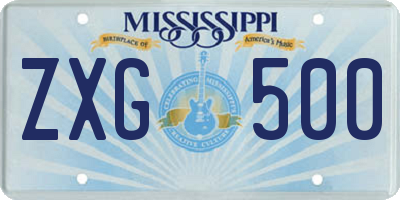 MS license plate ZXG500