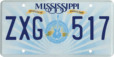MS license plate ZXG517