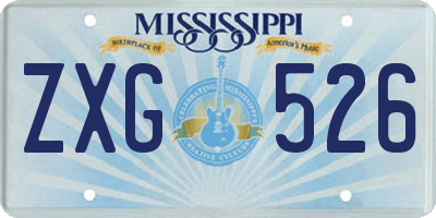 MS license plate ZXG526