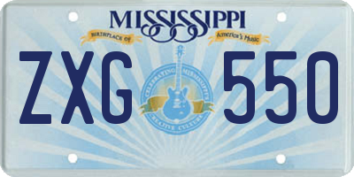 MS license plate ZXG550