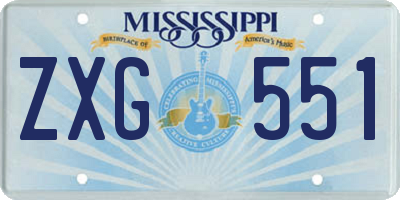 MS license plate ZXG551
