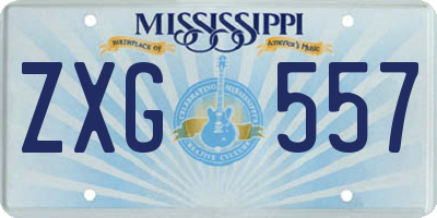 MS license plate ZXG557