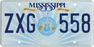 MS license plate ZXG558