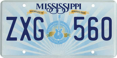 MS license plate ZXG560