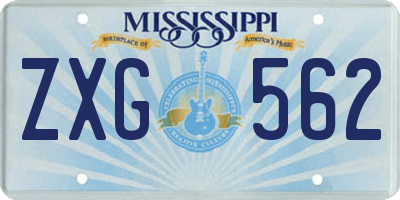 MS license plate ZXG562