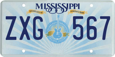 MS license plate ZXG567