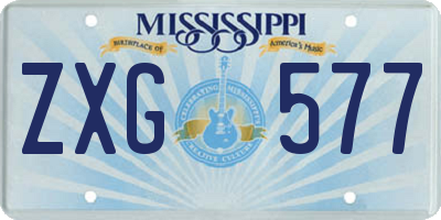 MS license plate ZXG577