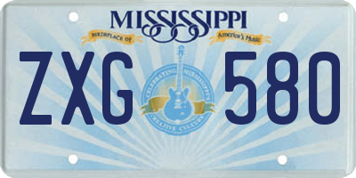MS license plate ZXG580
