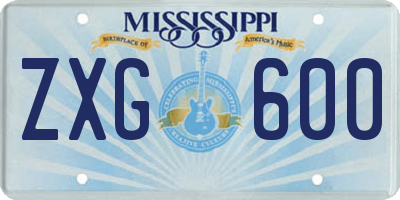 MS license plate ZXG600