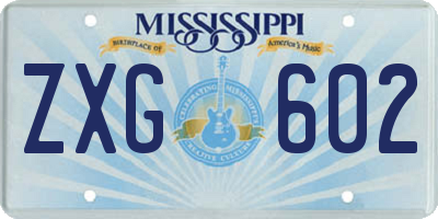 MS license plate ZXG602