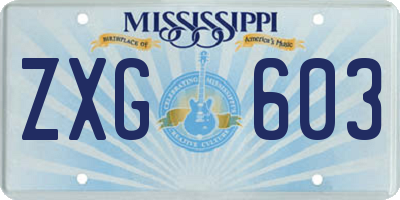MS license plate ZXG603