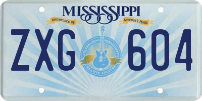 MS license plate ZXG604