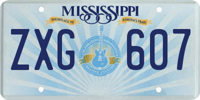 MS license plate ZXG607