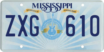 MS license plate ZXG610