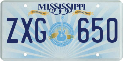 MS license plate ZXG650