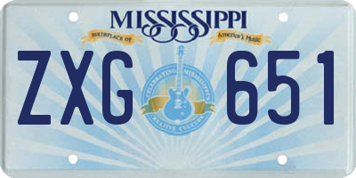 MS license plate ZXG651