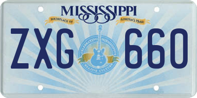 MS license plate ZXG660