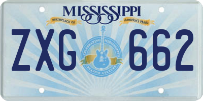 MS license plate ZXG662