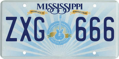 MS license plate ZXG666